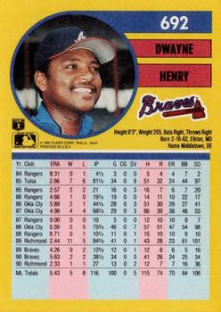 1991 Fleer #692 Dwayne Henry Back
