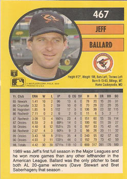 1991 Fleer #467 Jeff Ballard Back