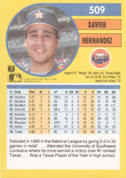 1991 Fleer #509 Xavier Hernandez Back