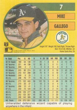 1991 Fleer #7 Mike Gallego Back