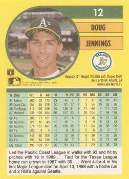 1991 Fleer #12 Doug Jennings Back