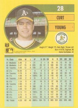 1991 Fleer #28 Curt Young Back