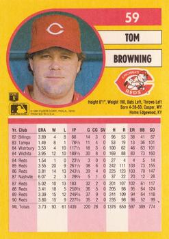 1991 Fleer #59 Tom Browning Back