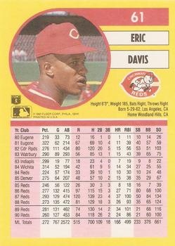 1991 Fleer #61 Eric Davis Back