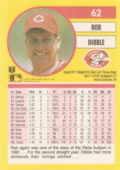 1991 Fleer #62 Rob Dibble Back