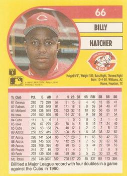 1991 Fleer #66 Billy Hatcher Back