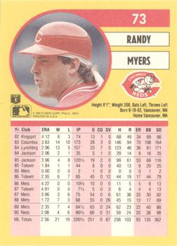 1991 Fleer #73 Randy Myers Back