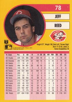 1991 Fleer #78 Jeff Reed Back