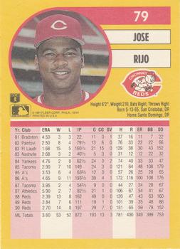 1991 Fleer #79 Jose Rijo Back