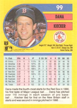 1991 Fleer #99 Dana Kiecker Back