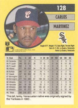 1991 Fleer #128 Carlos Martinez Back
