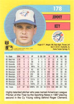 1991 Fleer #178 Jimmy Key Back