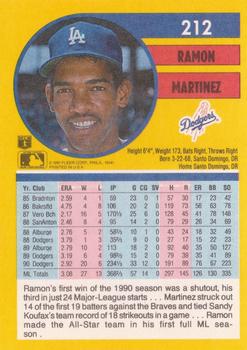 1991 Fleer #212 Ramon Martinez Back