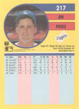 1991 Fleer #217 Jim Poole Back