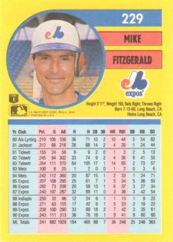 1991 Fleer #229 Mike Fitzgerald Back