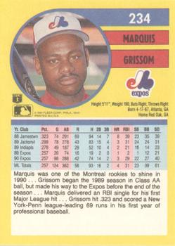 1991 Fleer #234 Marquis Grissom Back