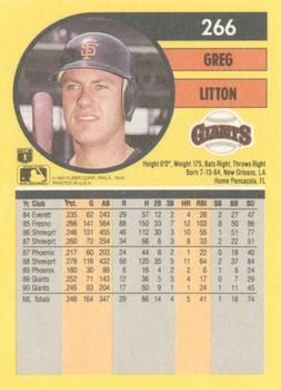 1991 Fleer #266 Greg Litton Back