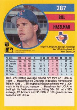 1991 Fleer #287 Bill Haselman Back