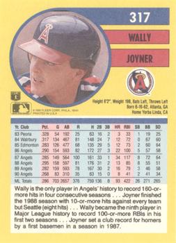 1991 Fleer #317 Wally Joyner Back
