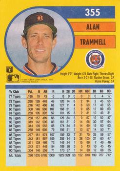 1991 Fleer #355 Alan Trammell Back