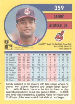 1991 Fleer #359 Sandy Alomar, Jr. Back