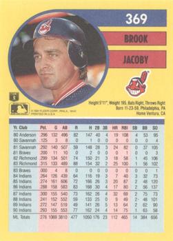 1991 Fleer #369 Brook Jacoby Back