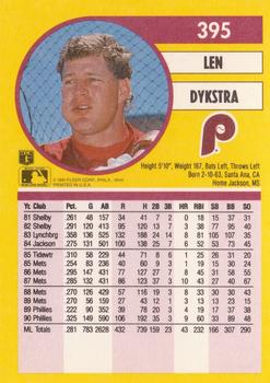 1991 Fleer #395 Len Dykstra Back