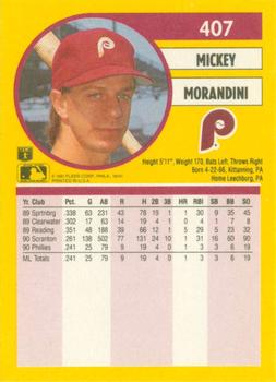 1991 Fleer #407 Mickey Morandini Back