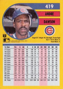 1991 Fleer #419 Andre Dawson Back