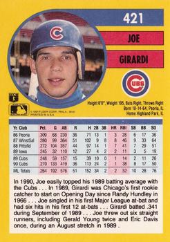 1991 Fleer #421 Joe Girardi Back