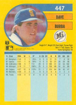 1991 Fleer #447 Dave Burba Back