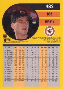 1991 Fleer #482 Bob Melvin Back