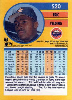 1991 Fleer #520 Eric Yelding Back