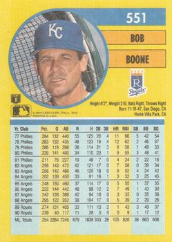 1991 Fleer #551 Bob Boone Back