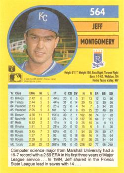 1991 Fleer #564 Jeff Montgomery Back