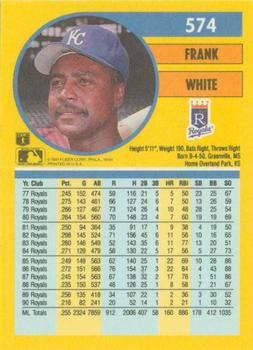 1991 Fleer #574 Frank White Back