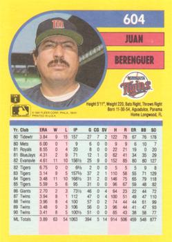 1991 Fleer #604 Juan Berenguer Back