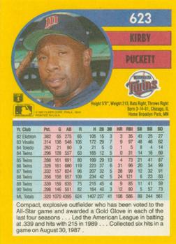 1991 Fleer #623 Kirby Puckett Back