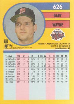 1991 Fleer #626 Gary Wayne Back