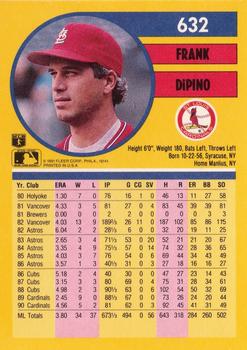 1991 Fleer #632 Frank DiPino Back