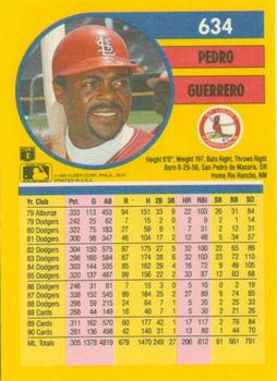 1991 Fleer #634 Pedro Guerrero Back