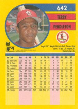 1991 Fleer #642 Terry Pendleton Back