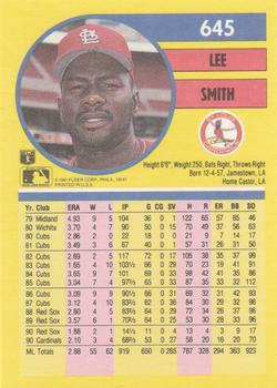 1991 Fleer #645 Lee Smith Back