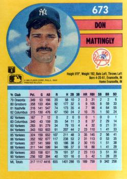 1991 Fleer #673 Don Mattingly Back