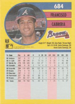 1991 Fleer #684 Francisco Cabrera Back