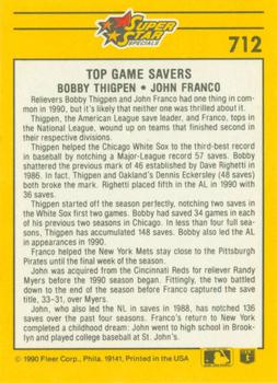1991 Fleer #712 Top Game Savers (John Franco / Bobby Thigpen) Back