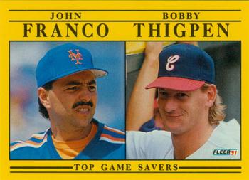 1991 Fleer #712 Top Game Savers (John Franco / Bobby Thigpen) Front