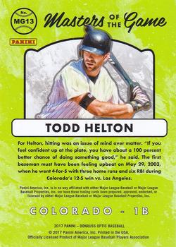 2017 Donruss Optic - Masters of the Game #MG13 Todd Helton Back