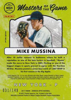 2017 Donruss Optic - Masters of the Game Blue #MG5 Mike Mussina Back