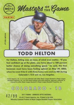 2017 Donruss Optic - Masters of the Game Red #MG13 Todd Helton Back
